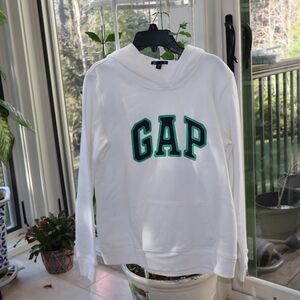 GAP White Hoodie with Green Lettering